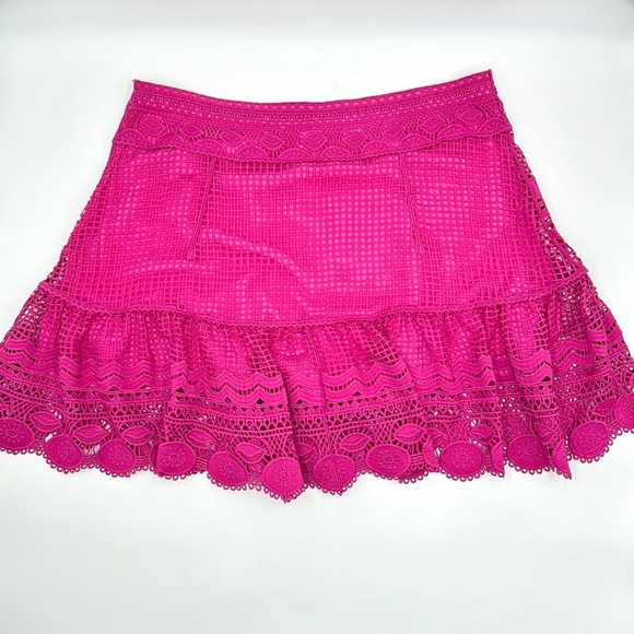 Farm Rio Morada Boa Guipire Lace Pink Mini Skirt Size XL - Picture 5 of 17